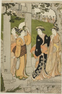 Women Visiting Mimeguri Shrine, c. 1788, Torii Kiyonaga, Japanese, 1752-1815, Japan, Color