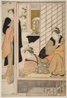 Women Viewing a Snowy Garden from a Parlor, c. 1786, Torii Kiyonaga, Japanese, 1752-1815, Japan,