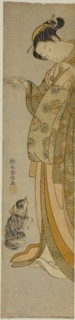 Courtesan with her Pet, c. 1769, Suzuki Harunobu ?? ??, Japanese, 1725 (?)-1770, Japan, Color