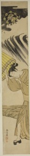 Woman Opening Umbrella as Thunder Approaches, c. 1769, Suzuki Harunobu ?? ??, Japanese, 1725