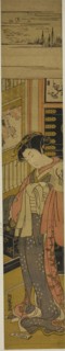 The Courtesan Kaoru of Chojiya Looking Down at a Love Letter on the Floor, c. 1773/75, Isoda