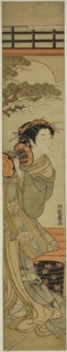 Courtesan Playing a Hand Drum, c. 1775, Isoda Koryusai, Japanese, 1735-1790, Japan, Color woodblock