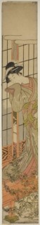 Eavesdropping, c. 1780, Isoda Koryusai, Japanese, 1735-1790, Japan, Color woodblock print,