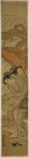 Two Young Women with Umbrella Caught in Rainstorm, c. 1771, Isoda Koryusai, Japanese, 1735-1790,