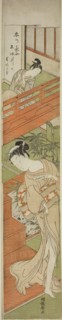 Attracting her attention, c. 1771, Isoda Koryusai, Japanese, 1735-1790, Japan, Color woodblock