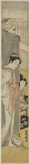 Courtesan Standing Behind Screen and Young Man Smoking, c. 1771, Isoda Koryusai, Japanese,
