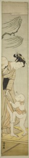 Young Woman and Boy on Veranda, c. early 1770s, Masunobu, Japanese, active c. 1764-72, Japan, Color