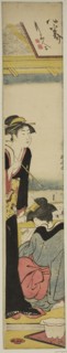 Geisha and Maid on a Balcony Overlooking the Bay, c. 1783, Torii Kiyonaga, Japanese, 1752-1815,