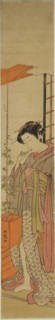 Courtesan Admiring Morning Glories while Cleaning Her Teeth, c. 1775, Isoda Koryusai, Japanese,