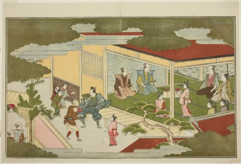New Year in a Samurai Mansion, from the illustrated kyoka anthology The Young God Ebisu (Waka