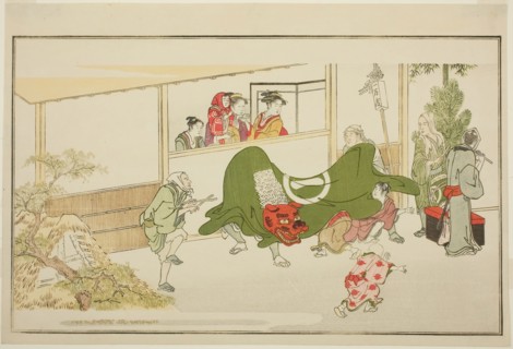 New Year Street-Performers, from the illustrated kyoka anthology The Young God Ebisu (Waka Ebisu),