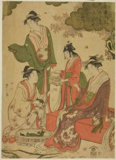 Women Viewing Cherry Blossoms, c. 1793, Chobunsai Eishi, Japanese, 1756-1829, Japan, Color