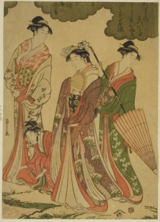 Women Viewing Cherry Blossoms, c. 1793, Chobunsai Eishi, Japanese, 1756-1829, Japan, Color