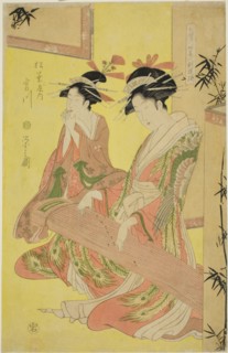 Beauties Parodying the Seven Sages, A Selection of Younger Courtesans (Shichi kenjin yatsushi bijin
