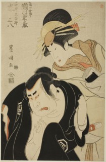 The actors Segawa Kikunojo III as the courtesan Kojoro of the Mikuniya and Arashi Sanpachi I as her