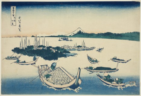 Tsukudajima in Musashi Province (Buyo Tsukudajima), from the series Thirty-six Views of Mount Fuji
