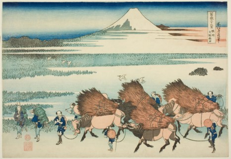 Rice Paddies at Ono in Suruga Province (Sunshu Ono shinden), from the series Thirty-six Views of