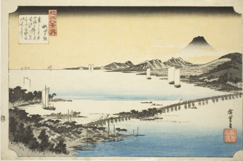 Evening Glow at Seta Bridge (Seta no sekisho), from the series Eight Views of Omi (Omi hakkei no