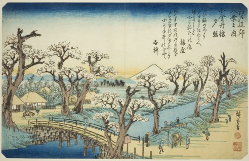 Sunset Glow at Koganei Bridge (Koganei-bashi sekisho), from the series Eight Views in the Environs