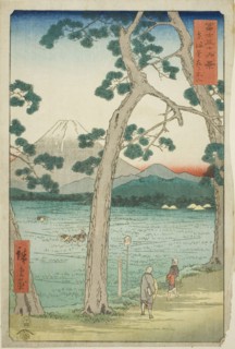 Mout Fuji Seen from the Left on the Tokaido (Tokaido hidari Fuji), from the series Thirty-six Views