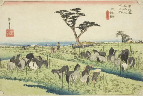 Chiryu: Early Summer Horse Market (Chiryu, shuka uma ichi), from the series Fifty-three Stations of