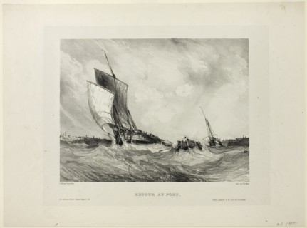 Return to Port, plate two from Six Marines, 1833, Eugène Isabey (French, 1803-1886), printed by
