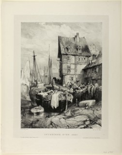 Interior of a Port, plate five from Six Marines, 1833, Eugène Isabey (French, 1803-1886), printed