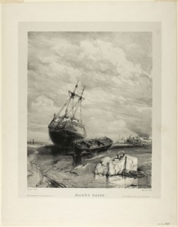 Low Tide, plate six from Six Marines, 1833, Eugène Isabey (French, 1803-1886), printed by Charles