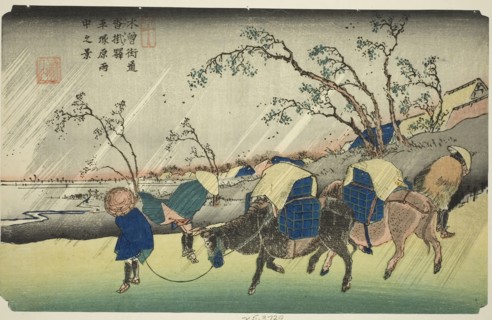 No. 20: Rain on the Hiratsuka Plain near Kutsukake Station (Niju: Kutsukake no eki, Hiratsukahara