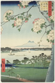 Suijin Shrine and Massaki on the Sumida River (Sumidagawa Suijin no mori Massaki), from the series