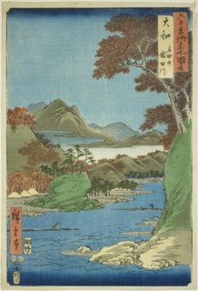 Yamato Province: Tatsuta Mountain and Tatsuta River (Yamato, Tatsutayama, Tatsutagawa), from the