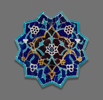 Twelve-Point Star, late 15th century, Iran or Central Asia, Iran, Glazed fritware tiles cut and