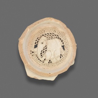 Clay filter with design of elephant, Fatimid dynasty (969–1171), 11th–12th century, Egypt, Fustat,