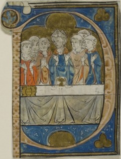 Bishop at Mass in a Historiated Initial P from a Choirbook, c. 1300, French or possibly southern