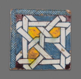 Square Tile, Late 19th century, Morocco, Morocco, Poychrome pigment applied over opaque white