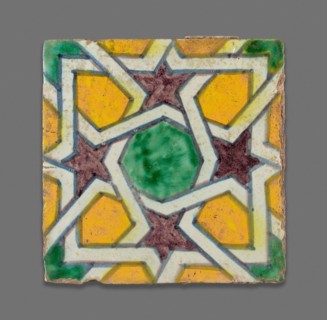 Square Tile, Late 19th century, Morocco, Morocco, Polychrome pigment applied over opaque white