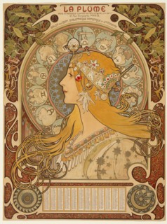 Zodiaque (La Plume), 1896–97, Alphonse Marie Mucha, Czech, 1860-1939, Czech Republic, Color