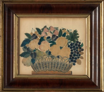 Picture, 1810/30, United States, Painted paper, applied stenciled and embossed cotton 'velvet' and