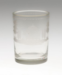 Beaker, Early 19th century, Germany, Glass, blown, molded and engraved, 11.1 x 8.3 cm (4 3/8 x 3