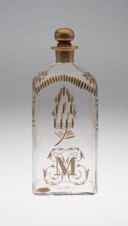 Tall Bottle with Stopper, c. 1771, Spain, Glass with gilt decoration, 26 x 10.2 x 7.6 cm (10 1/4 x