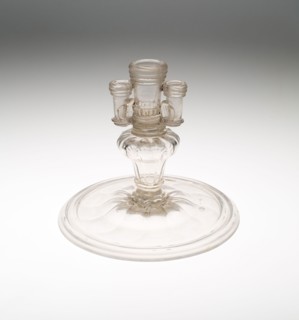 Candlestick with Three Nozzles, 18th century, Bohemian, Bohemia, Glass, 19.1 × 21 cm (7 1/2 × 8 1/2