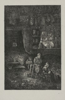 Flemish Interior, 1856, Rodolphe Bresdin, French, 1825-1885, France, Lithograph (etching transfer)