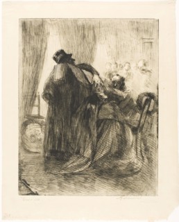 Bereavement, plate five from Woman, c. 1886, Albert Besnard, French, 1849-1934, France, Etching on