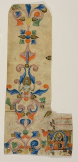 Bishop Saint Zenobius in a Historiated Initial N with Decorated Border from a Laudario, c. 1340,