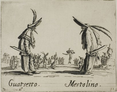 Scaramucia, Fricasso, from Balli di Sfessania, c. 1622, Jacques Callot, French, 1592-1635, France,