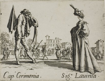 Smaraolo Cornuto and Ratsa di Boio, rom Balli di Sfessania, c. 1622, Jacques Callot, French,