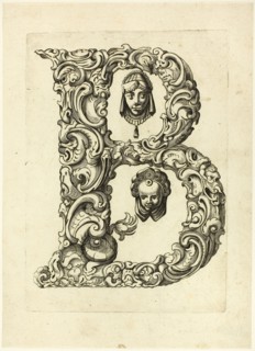 Letter B, 1630, Peter Aubry, German, 1596-1668, Germany, Engraving on paper, 233 x 169 mm