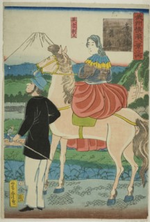 English Watching Descending Geese at Yoshida Bridge (Yoshida-bashi no rakugan, Igirisujin), from