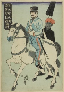 Dutchman Strolling (Orandajin yuko), 1861, Utagawa Yoshifuji, Japanese, 1828–1887, Japan, Color