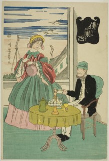 French (Furansu), 1861, Utagawa Yoshikazu, Japanese, active c. 1850-70, Japan, Color woodblock